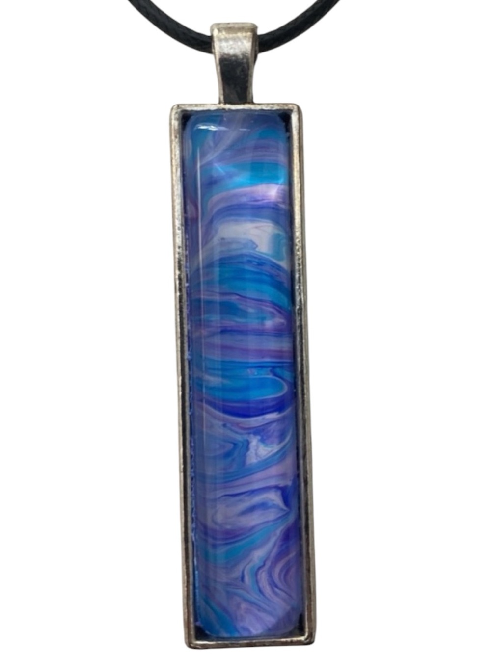 Svetlana Yeung Hand Crafted Blue Purple Fluid Art Pendant Necklace Size OS